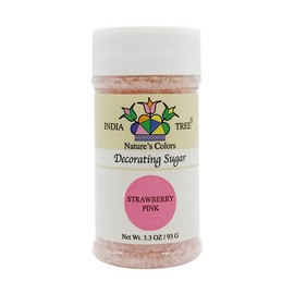 India Tree Strawberry Pink Decorating Sugar, 3.3oz bottle