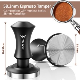 V5 Espresso Tamper, 58.3MM 2 Spring-loaded Calibrated Tamper with Stainless Steel Ripple Base, Walnut Wooden-Handle Tamper Compatible with Gaggia series Espresso Machine Portafilter and 58mm E61 Group