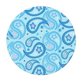 Outdoor Round Tablecloth with Elastic Band, Diameter 36 inches (90 cm), Elastic Garden Tablecloth with Blue Flower Pattern, Tables Garden Tablecloth for Outdoor Kitchen