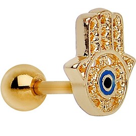 Body Candy Gold Plated Stainless Steel All-Seeing Hamsa Tragus Cartilage Earring