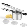 BSDLZCH Heavy-Duty Potato Masher with 3 Interchangeable Cutter Plates, Food-Grade