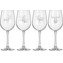 MIP Set of 4 Wine Glass for Red or White Wine Gift Moose Collection (16 oz Tall Stemmed)