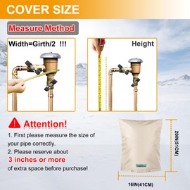 Cholila Cover Backflow Preventer Cover Insulated (5˚F) with Thicker 7 Layers Fabric - 16" W x 20" H with Aluminum Foil Backflow Cover for Winter Pipe Freeze Protection - Sprinkler Covers for Outside