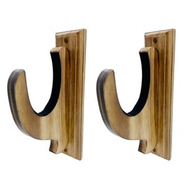 Yuqim Wooden Curtain Rod Brackets Wood Drapery Rod Holders Brown Wood Support Brackets for 2.2" Curtain Rod with Screws(2 Pack, Pinewood)
