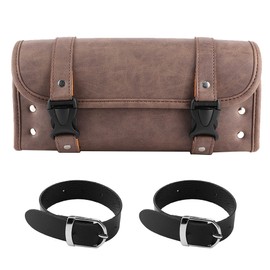 Vintage PU Leather Side Saddle Bags Tool Storage Pouch Brown Color Universal for Motorcycle