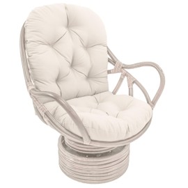 Blazing Needles Solid Twill Swivel Rocker Chair Cushion, 48" x 24", Natural