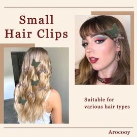 Arocooy Green Hair Bow Clips 18PCS Butterfly Clips Small Gingham Hair Bow Clips Lace Embroidery Butterfly Hair Clips Y2K Hair Accessories for Women Christmas Party Decor