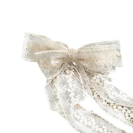 Lace Bow Hair Clip, Large Lace Hair Bow Clips for Women, Elegant Lace Embroidery Hair Clip, Women Hairpin, Perfect for Wedding, Prom, Bachelorette Party, White Lace Hair Decor for Wedding