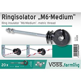 '20 x Ring Insulator Metric 145 mm for fences, Medium for Cord Rope and Band Up To 10 mm