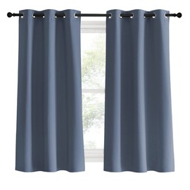 NICETOWN Kitchen Curtains Blackout Curtains & Drapes, Stone Blue, 34" Wide x 60" Long, Set of 2, Thermal Insulated Grommet Top Window Treatment Panels for Cupboard, Small Window