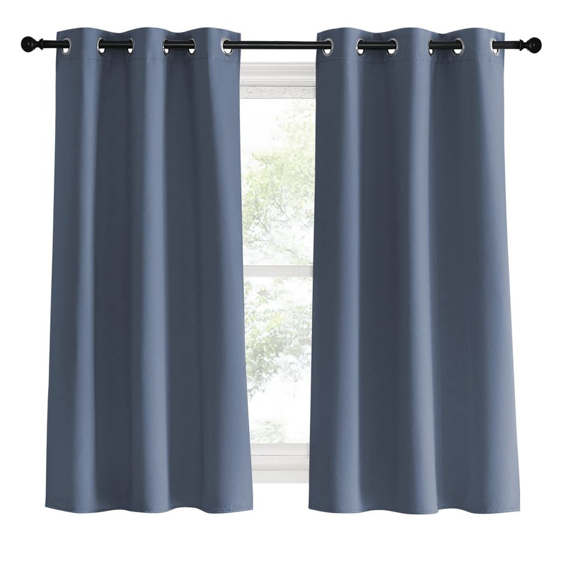 NICETOWN Kitchen Curtains Blackout Curtains & Drapes, Stone Blue, 34"
