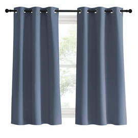 NICETOWN Kitchen Curtains Blackout Curtains & Drapes, Stone Blue, 34" Wide x 60" Long, Set of 2, Thermal Insulated Grommet Top Window Treatment Panels for Cupboard, Small Window