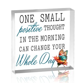 Motivational Work Desk Decor Positive Spiritual Office Decorations for Women Daughter Friends Female Inspirational Affirmation Cubicle Shelves Accessories for Coworkers Woman Acrylic Plaque