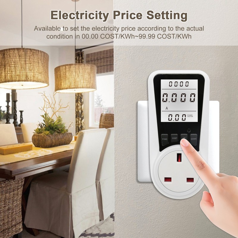 LCD Display Electricity Usage Power Meter Socket Energy Watt Voltage