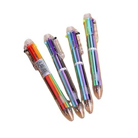 KDDOM 4 Pcs Multicolor Retractable Ballpoint Pens for Office School Supplies Children, 6-in-1
