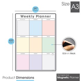 TMS Magnetic A4 To Do List and Weekly Planner | Manage Tasks at Home, Office and School | Includes 4 Dry Erase Pens (Colour 2, A4)