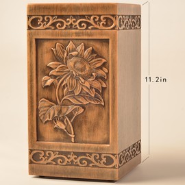 engmvwod Wooden urns Ashes Human Cremation Adult Wood urn Male dad Burial Large Female Men Adults Box (Sunflower 250lbs)
