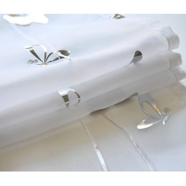 Voile Roman Blind with Silver Hot Embossing Design Roman Curtain Transparent Eyelet Roller Blind Window Curtain (W x H 80 x 130 cm, Butterfly)