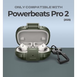 Dexnor for Beats Powerbeats Pro 2 Case with Drop-Proof Lock, Shockproof Rugged Bumper Cases Protective Cover with Carabiner & Keyring & Cleaner Kit for Powerbeats Pro 2 (2025) Green