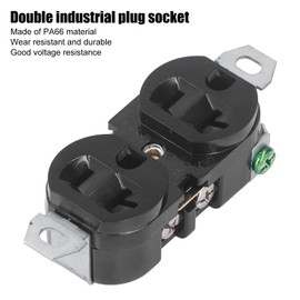 NEMA 5-20R Double Industrial Plug Socket, Flush Mounting Locking Receptacle, Generator Plug for Various Electrical Applications 20 Amp 125V Industrial Grade, UL Listed (1 Pack, Black)