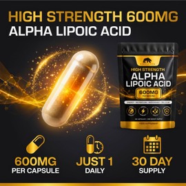 Bearactive Alpha Lipoic Acid 600mg Capsules, High Strength ALA, Vegan