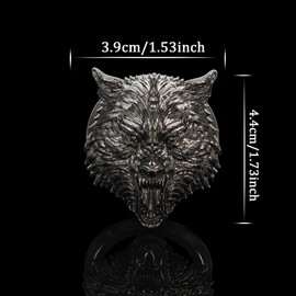 TOMALL Car Engine Start Button Cover Aluminum Push Start Button Ring Sticker for Car Interior Accessories Wolf Head Shape Ignition Button Emblem Decoration Universal for Car Accessories (Gun Black)