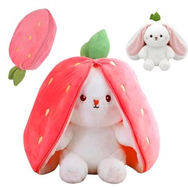 Eymobad Rabbit Plush Toy Hide Pink, 25 cm Strawberry Cuddly Toy, Plush Toy Rabbit, Rabbit Stuffed Toy, Easter Bunny Plush Toy, for Boys Girls Babies Children Adults Easter - Strawberry