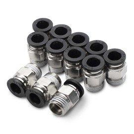 Bwintech Pack of 12 8 mm Hose AD x 1/4 Inch BSP Male Thread, Straight Connector, Pneumatic Connection, PC8-02 Quick Release Air Line Adapter