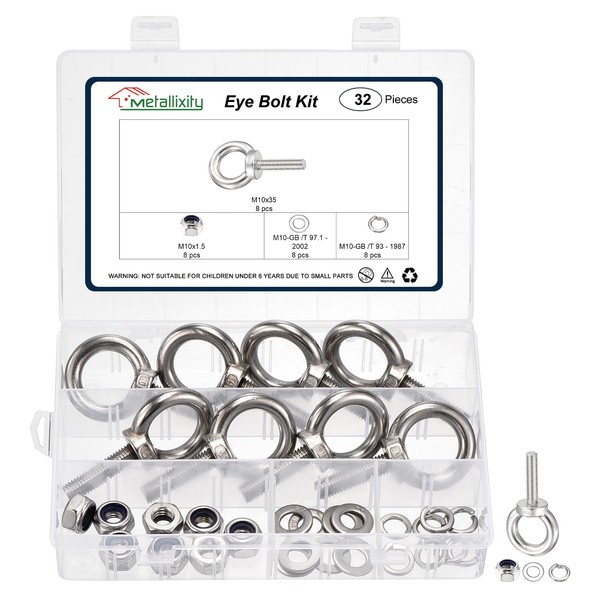 METALLIXITY Shoulder Eye Bolt with Spring Washers & Flat Washers