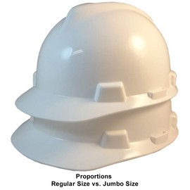 MSA V Jumbo (Large) Size Cap Style Hard Hats w/FasTrac III Suspensions and Handy Tote Bag - White