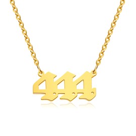 444 Necklace Angel Number Necklace For Women Gold Plated Number Pendant Choker Necklaces for Women Teen Girls (444 Necklace)