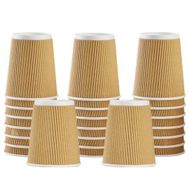 Ecoghar 8 oz Disposable Paper Cups - Pack of 100, Eco-Friendly Biodegradable Drinkware Ideal for Hot/Cold Beverage Drinking Cup for Water, Juice in Parties, BBQ, Travel & Events 240 ml (8 OZ), Brown