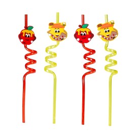 Rite Lite Rosh Hashanah Straws Set of 4 | Jewish New Year Party Favors Shana Tova Hostess Cooking Kitchen Accessories Fun Goodie Bag Judaica Accessories Honey Apple Shofar Jewish Dinner Table Decor