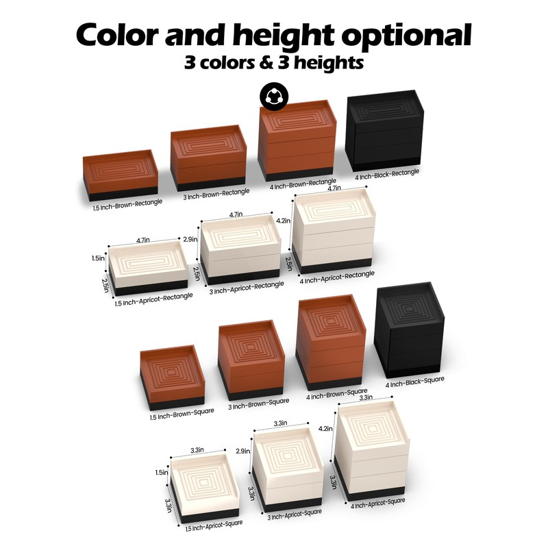 Furniture Risers, Tclouda Bed/Sofa/Desk/Table/Chair Leg/Fridge Lifts to 1.5, 3 and