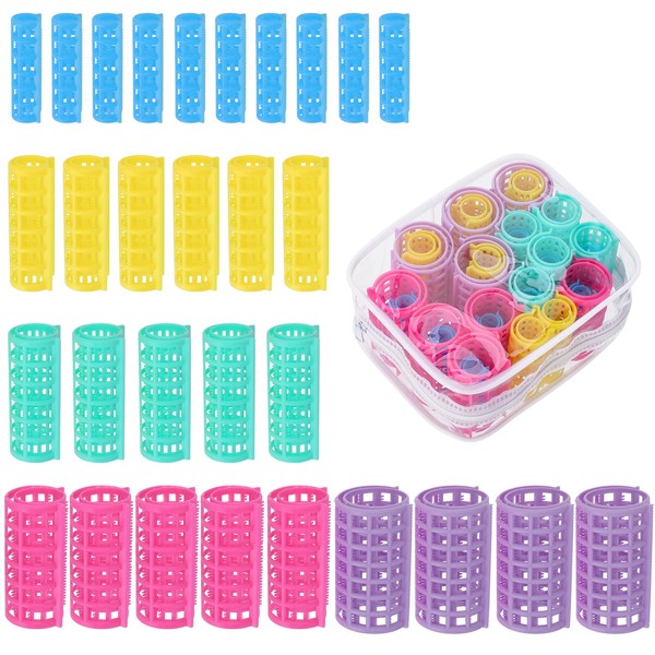 30Pcs Hair Curlers Rollers Set, 5 Sizes Self Grip Hair Rollers No Hair Damaging for Long Hair,Medium and Short Hair, Large Hair Rollers for Volum, Snap on Hair Curlers Sleep in for Women Hair Styling