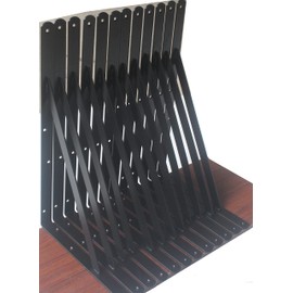 4 Pack L16" x H 10" Black Heavy Duty Shelf Brackets with Screws Metal Shelf Brackets Shelf Support Angle Brackets for Shelves L Brackets Heavy Duty Floating Shelf Brackets