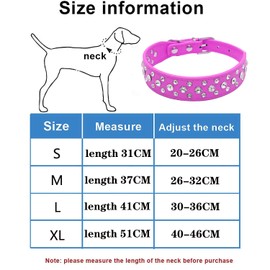 Haoyueer Bling Rhinestone PU Leather Crystal Diamond Pet Dog Cat Puppy Collar Black S M L XL (XL, Hot Pink)