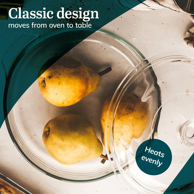 Libbey 56030 Baker's Basics 3-Piece Covered Casserole Dishes, Versatile Glass