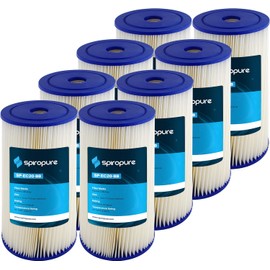SpiroPure SP-EC20-BB 10x4.5 20 Micron Pleated Cellulose Sediment Water Filter Cartridge ECP20-BB 255491-43 (Case of 8)