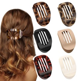 6 Stück flache Haarklammern für Damen, starker Halt Frauen-Haarspangen für dünnes & dickes Haar, matte große haarklammer, gebogene Form für festen Halt, Leopard-Muster – ideal für Alltag & Styling