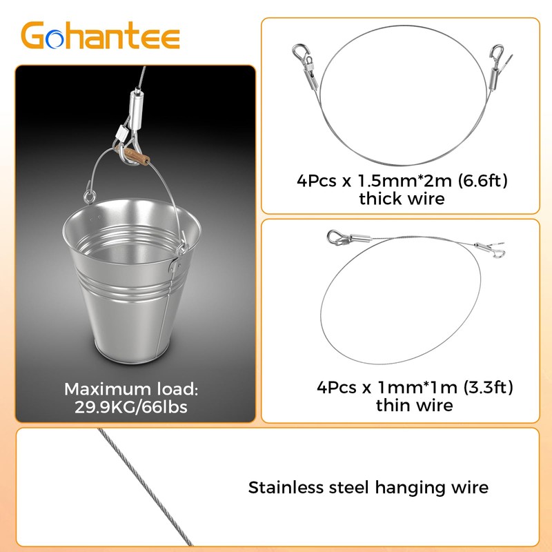 8Pcs Adjustable Picture Hanging Wire Kit, 4Pcs x 1m (3.3ft)