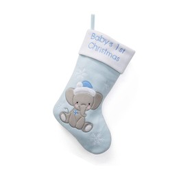 NEWYIFENG First Christmas Stocking and Gift Bag for Newborn Baby Girls and Boys | Ornaments for Christmas Holiday | Home Decoration | Baby's 1st Christmas | Blue and Pink
