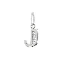 NKlaus Letter J Small Pendant 925 Sterling Silver 8 mm Alphabet Zirconia 9182, Precious metal, Zircon gemstone.