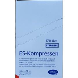 ES Compresses Sterile 7.5 x 7.5 cm 8-Ply 25 x 2 Pieces