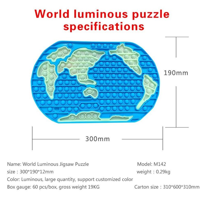 Unbranded 8pcs Push Bubble Silicone Sensory Games Huge World Map