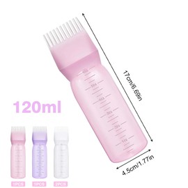 YWKJDDM Hair Dye Brush Bottle, 4 Pieces Applicator Bottle Hair, 120 ml Hair Oil Applicator Bottle Hair Dye Brush Bottle, Root Comb Applicator Bottle for Hair Dye