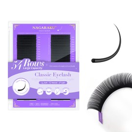 NAGARAKU Individual Eyelashes, 54 Rows, High Capacity, 0.07 D, 7-15 mm, Mix Length, Single Classic Eyelash Volume Eyelash Extensions, 1:1, Individual Natural Eyelash Extension, Soft, Matte Black