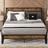 LIKIMIO Queen Bed Frame, Storage Headboard with Charging Station, Solid