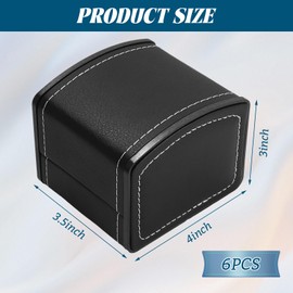 STARVAST 6Pcs Luxury Single Grid Watch Box with Pillow, Pu Leather Gift Case for Bracelet, Jewelry Wristwatch Storage Display Holder Cases for Men and Women (Black)