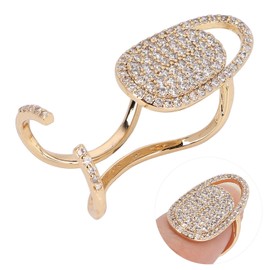 Nail Cover Rings for Women,Adjustable Size Women Fingernails Ring with Crystal,Shiny Delicate Finger Decoration Rings Jewelry Gift for Dancing Party Dating(3047g)